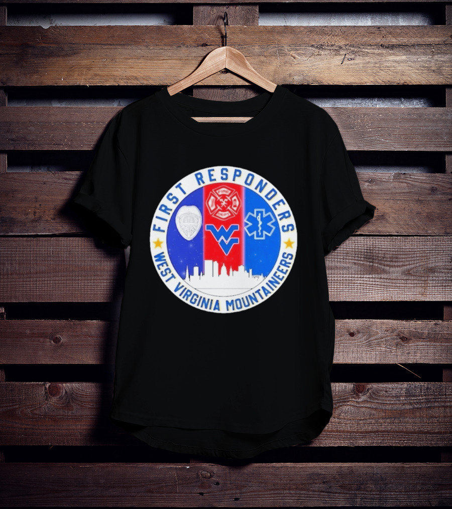 West Virginia Mountaineers First Responders Police Fire Department EMS Skyline T-Shirt