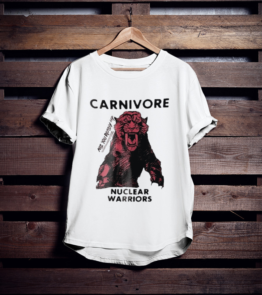Carnivore Nuclear Warriors Snarling Sabertooth Tiger Pink Ink Sketch T-Shirt