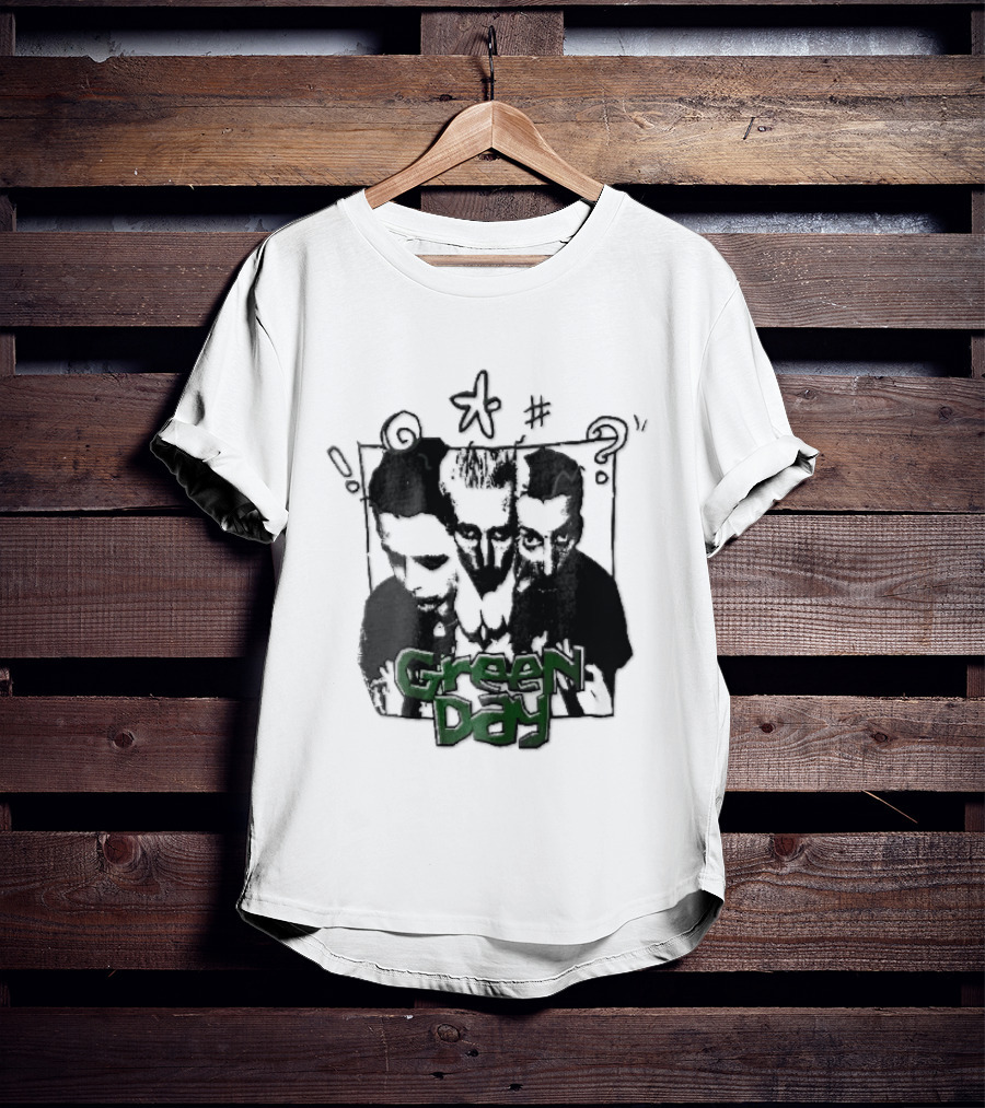 Green Day Billie Joe Armstrong Mike Dirnt Tre Trio High Contrast Doodles Stencil T-Shirt