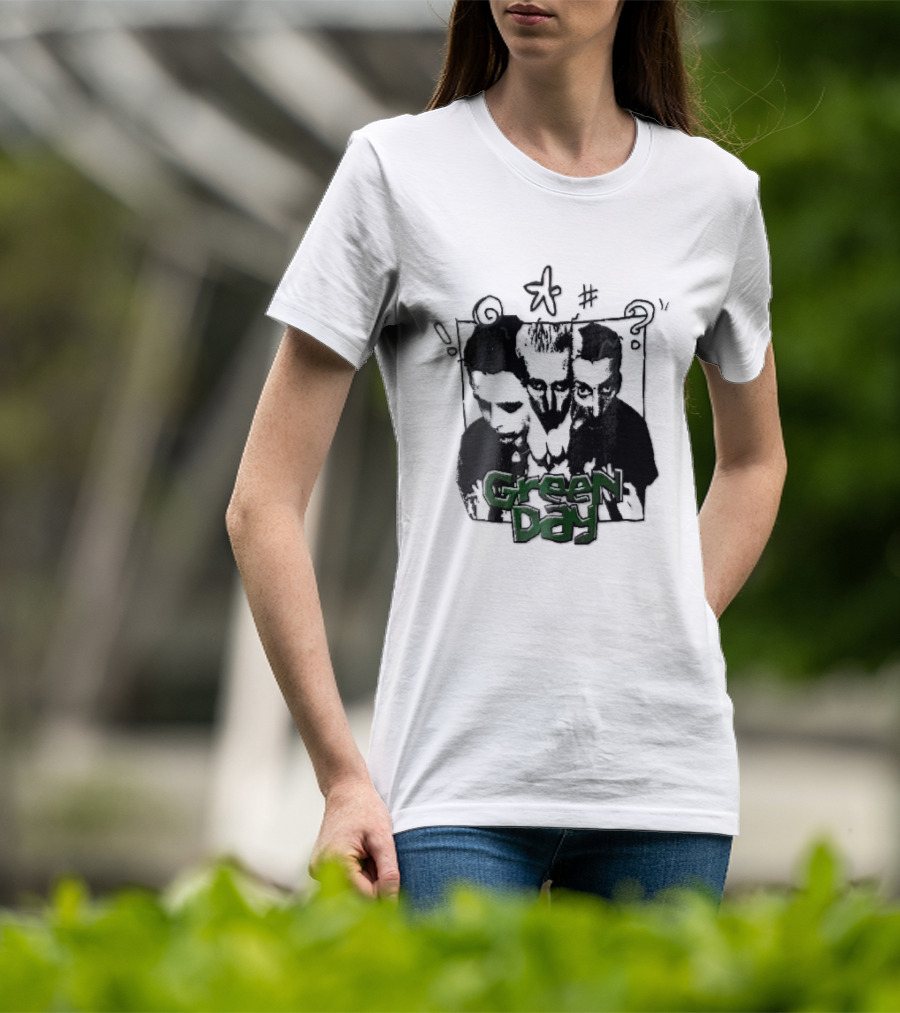 Green Day Billie Joe Armstrong Mike Dirnt Tre Trio High Contrast Doodles Stencil T-Shirt