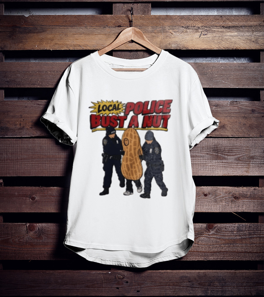 Local Police Bust A Nut Cartoon NYPD Officers Arresting Peanut T-Shirt
