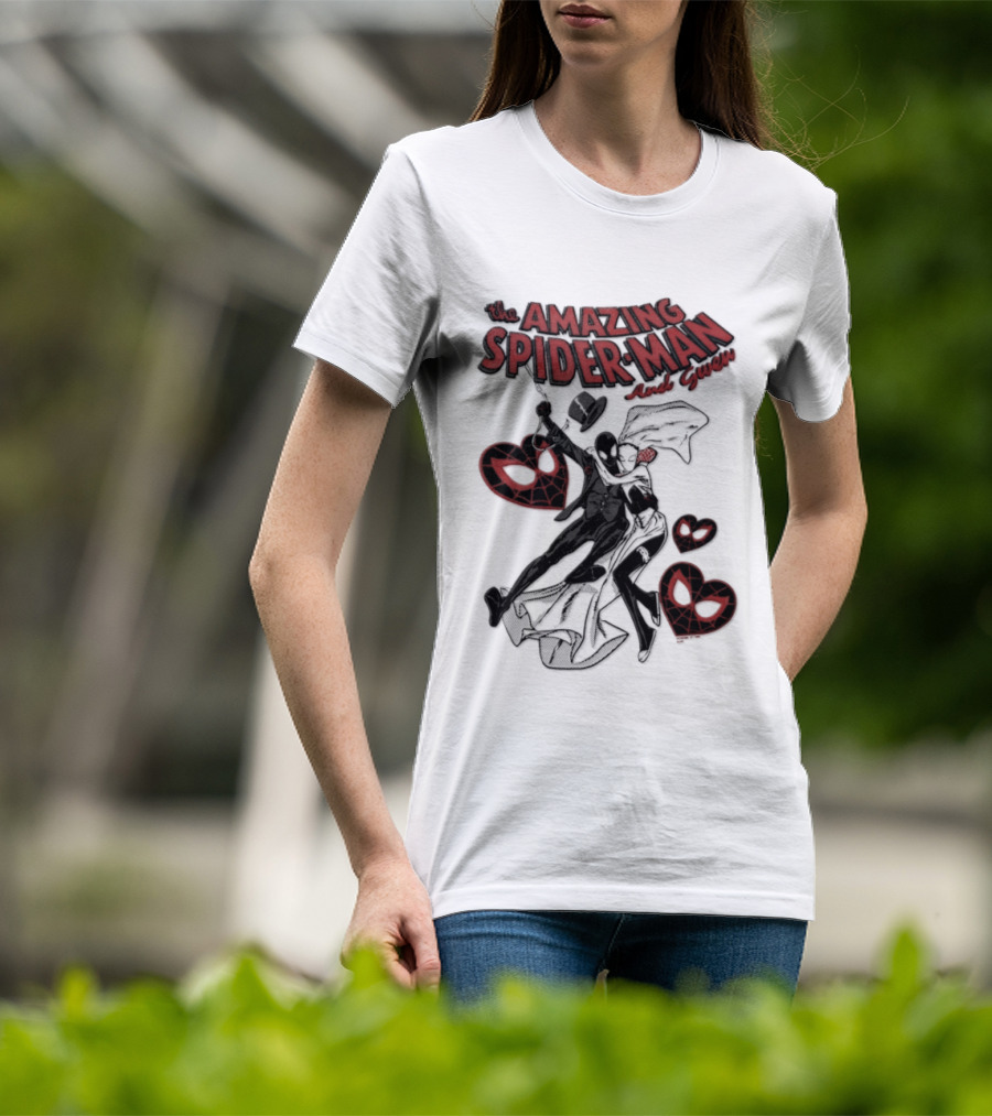 The Amazing Spider Man Loves Gwen Miles Morales Spider Man Gwen Stacy T-Shirt