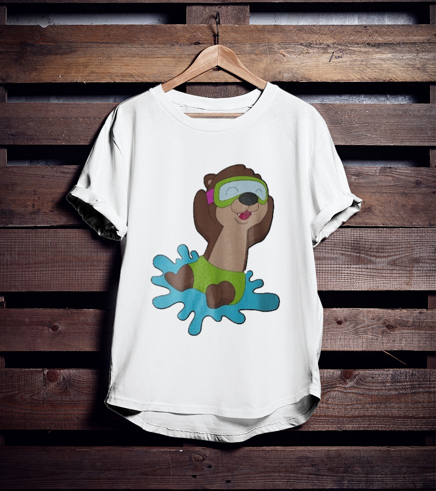 Otter Swimming With Goggles Playful Summer Splash T-Shirt