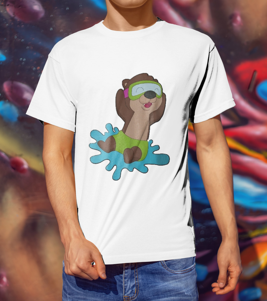 Otter Swimming With Goggles Playful Summer Splash T-Shirt