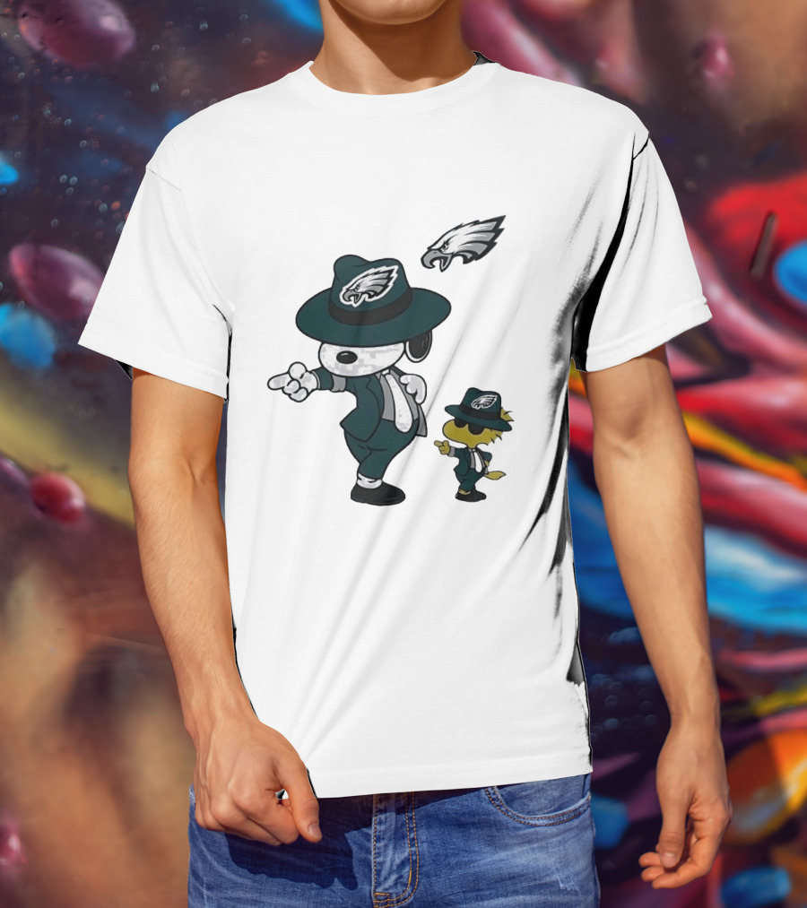 Philadelphia Eagles X Snoopy Woodstock Dance Pop Rock Hat Suit Football Team T-Shirt