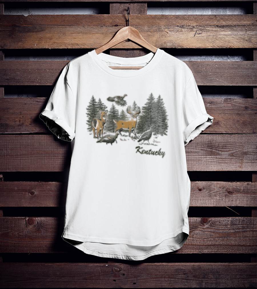 The Deer Turkey Season Forest Hunting Scene T-Shirt