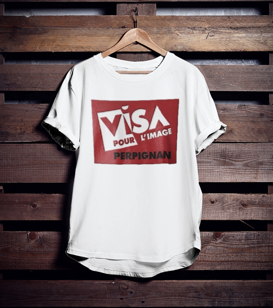 Visa Pour L'Image Perpignan Red Rectangular White Cutout T-Shirt
