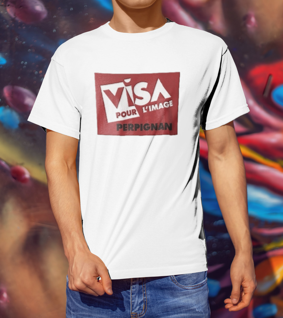 Visa Pour L'Image Perpignan Red Rectangular White Cutout T-Shirt