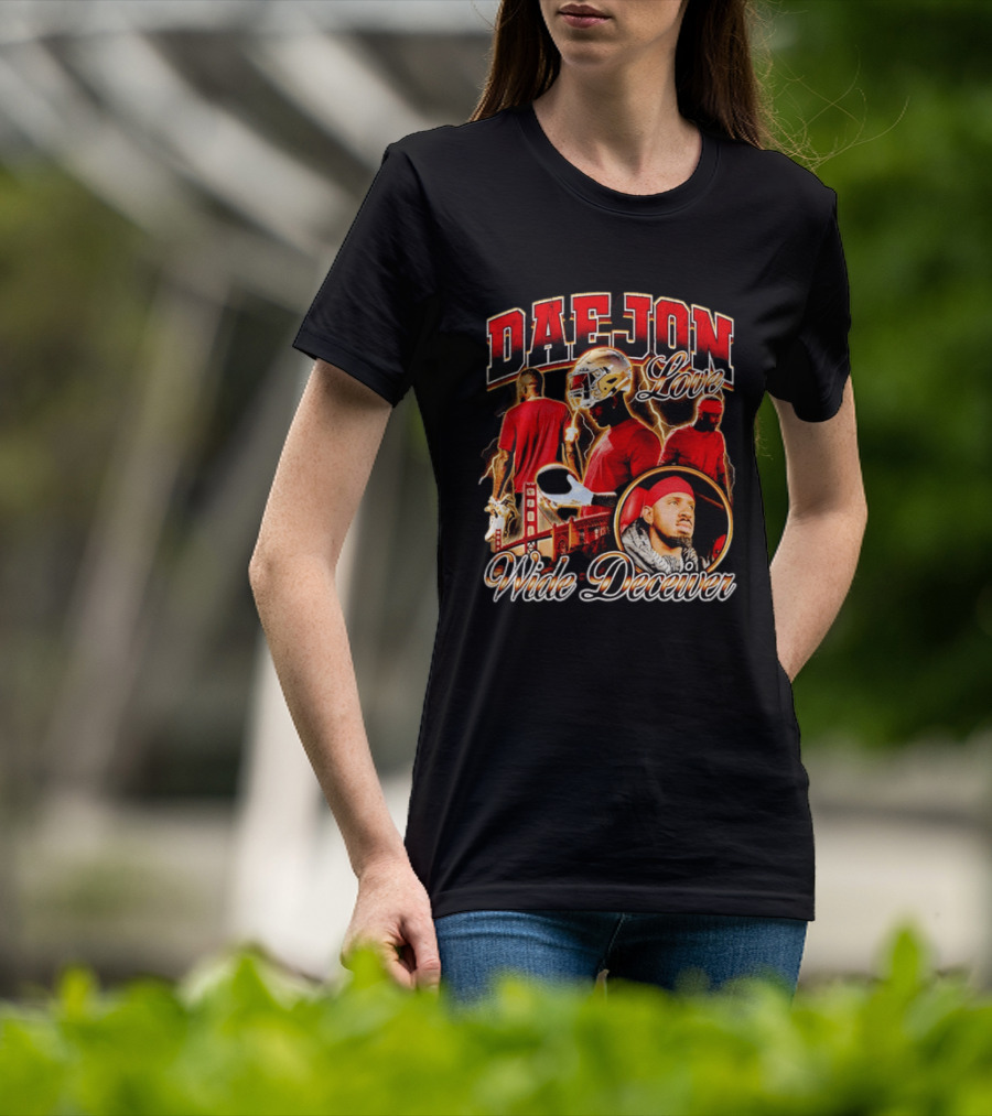 Daejon Love Wide Deceiver Football Helmet San Francisco Bridge T-Shirt