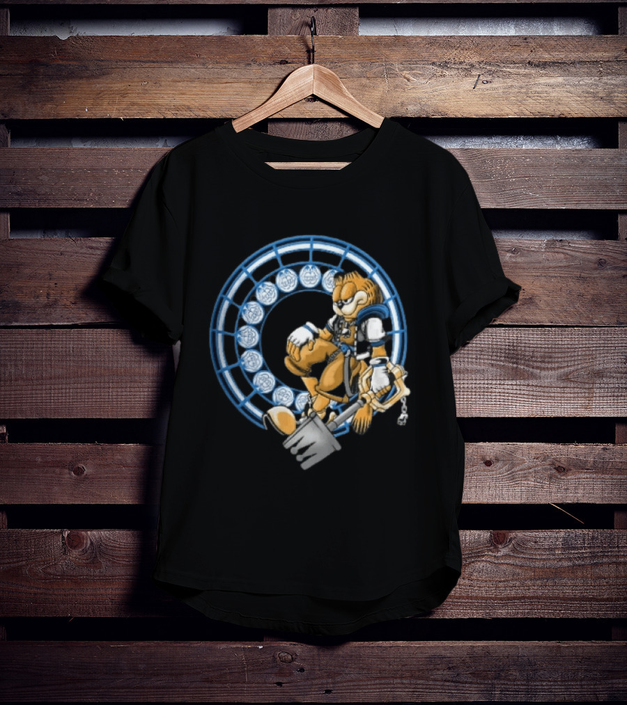 Kingdom Hearts Cat Keyblade Garfield Crossover Keyblade Wielder In Blue Circle T-Shirt