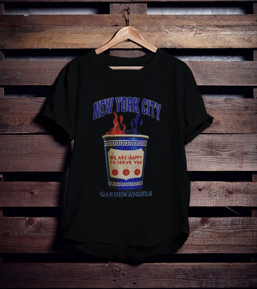 New York City Greek Coffee Cup We Are Happy To Serve You Garden Angels Flaming Basketballs T-Shirt