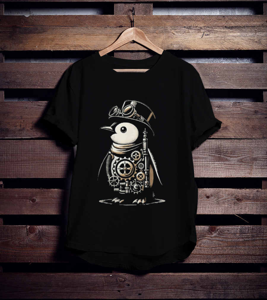 Steampunk Penguin Top Hat Goggles Gear Cogs Victorian T-Shirt