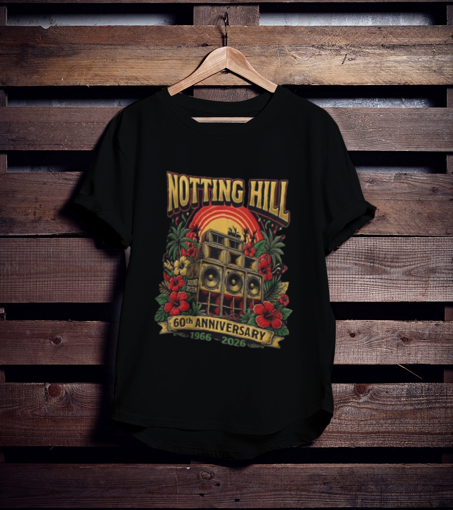 Notting Hill Carnival 60th Anniversary Sound System 1966 2026 Tropical Flowers Music Festival T-Shirt