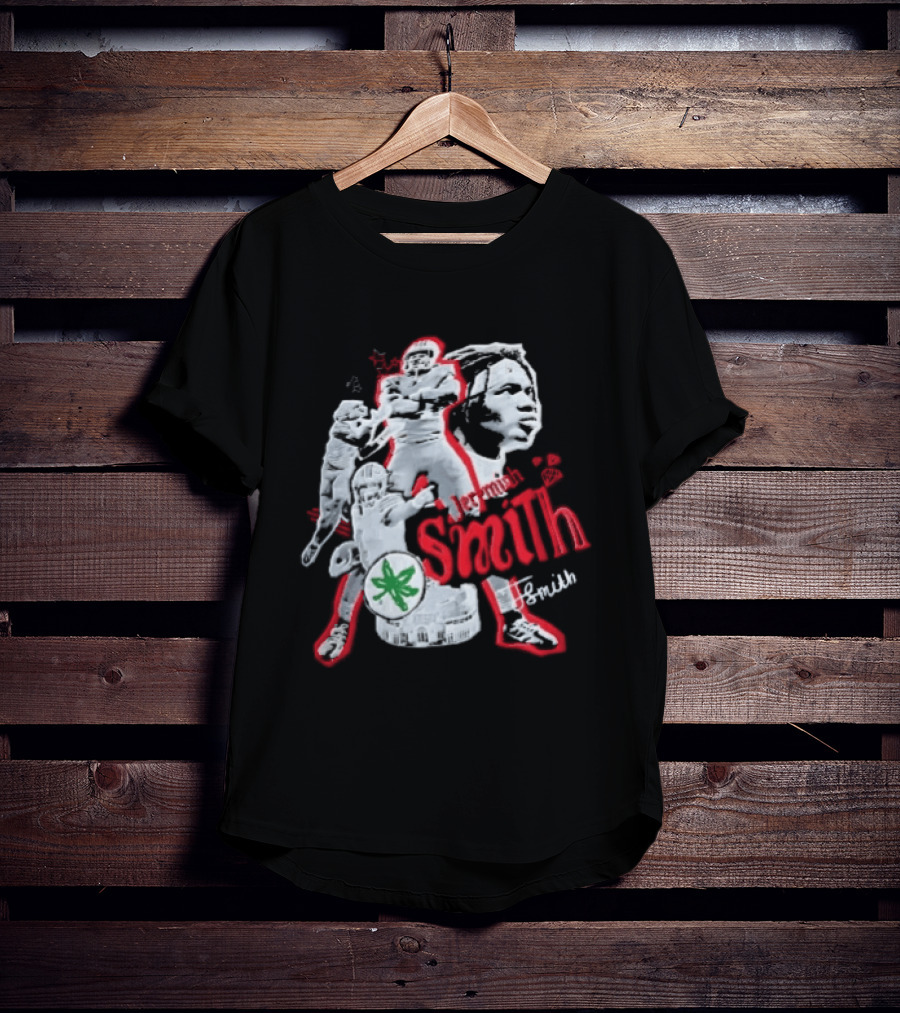 Ohio State Buckeyes NCAA Jeremiah J Smith Football Action Collage Ohio Stadium Bootleg T-Shirt