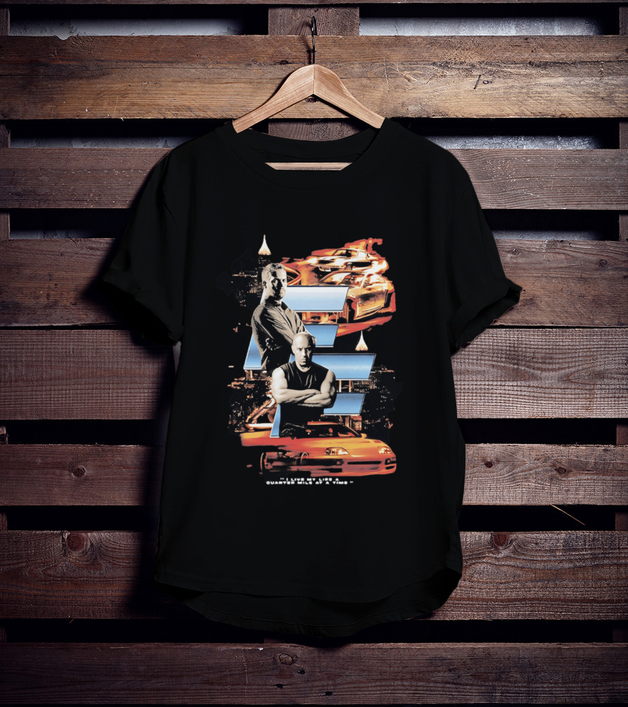 The Fast And The Furious Paul Walker Vin Diesel Cars And Cityscape T-Shirt