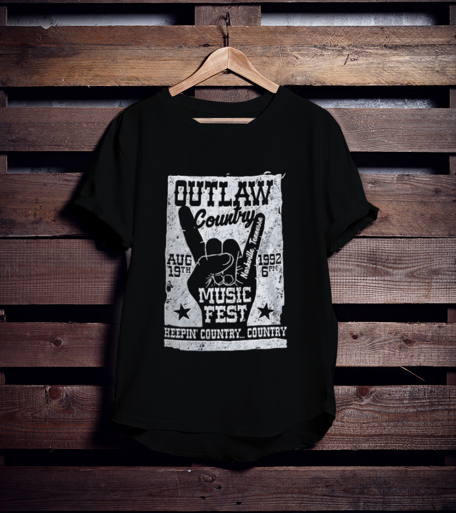 Outlaw Country Music Fest Aug 19th 1992 Nashville Tennessee Keepin Country Country T-Shirt