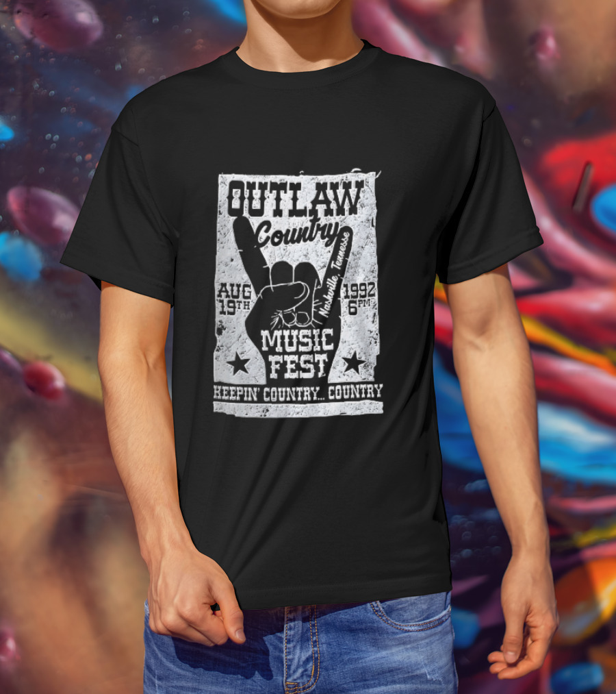 Outlaw Country Music Fest Aug 19th 1992 Nashville Tennessee Keepin Country Country T-Shirt