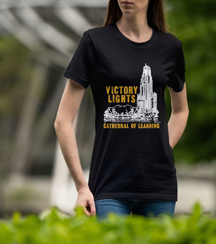 Victory Lights Cathedral Of Learning Pittsburgh Panthers T-Shirt