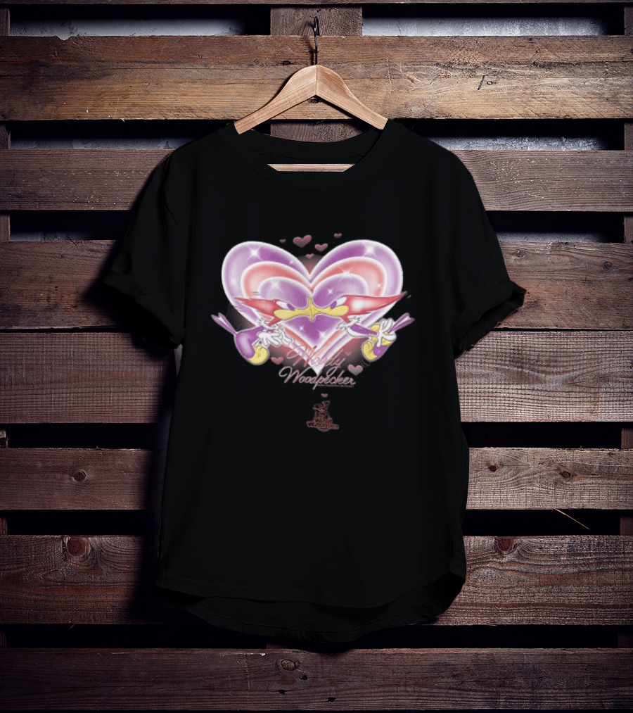 Winnie Woodpecker Woody Kissing Cartoon Birds Heart T-Shirt