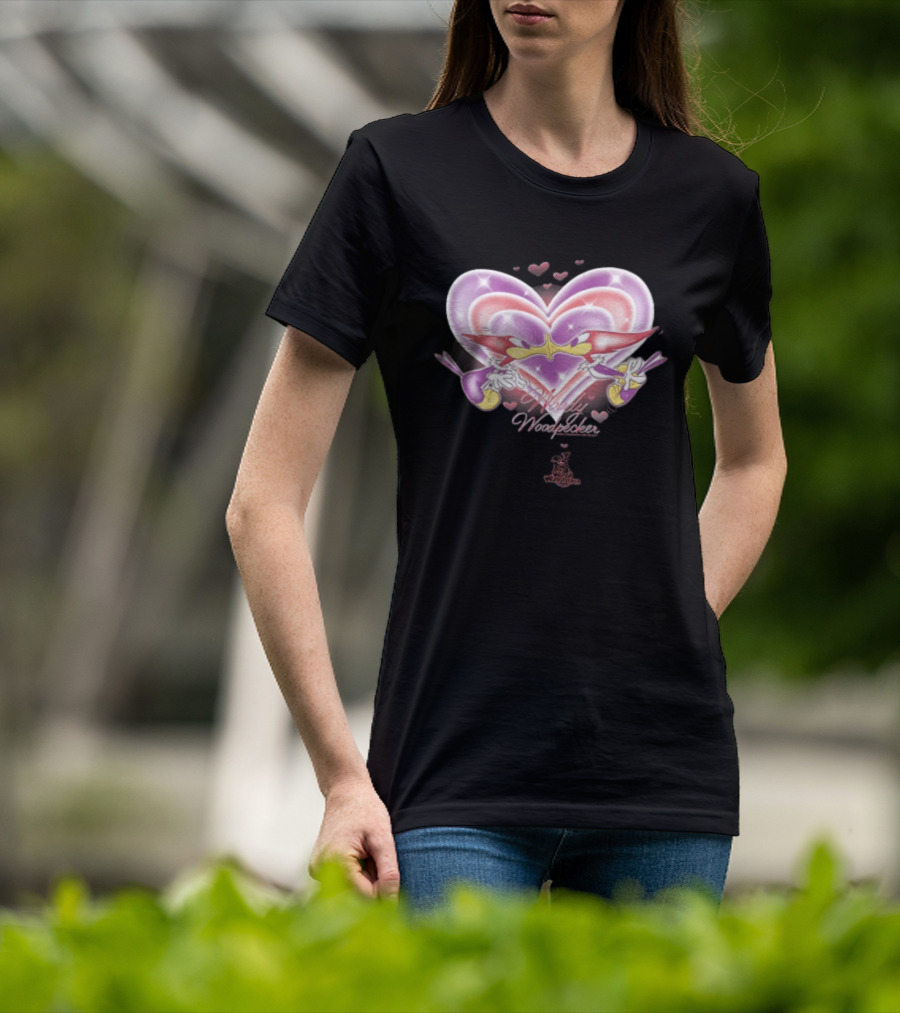 Winnie Woodpecker Woody Kissing Cartoon Birds Heart T-Shirt