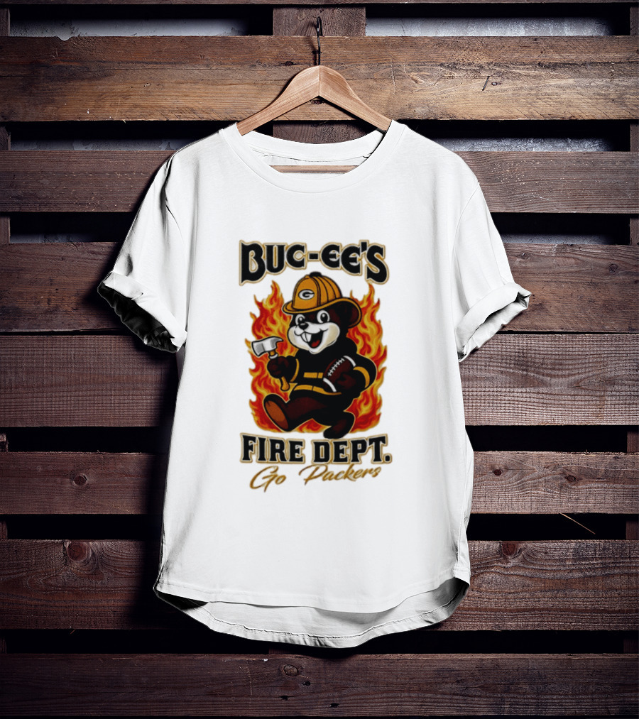 Buc Ee's Fire Dept Go Packers Axe Football Helmet T-Shirt