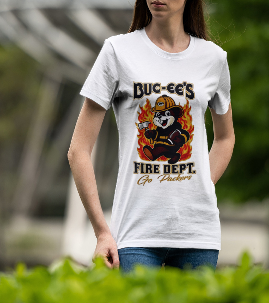 Buc Ee's Fire Dept Go Packers Axe Football Helmet T-Shirt
