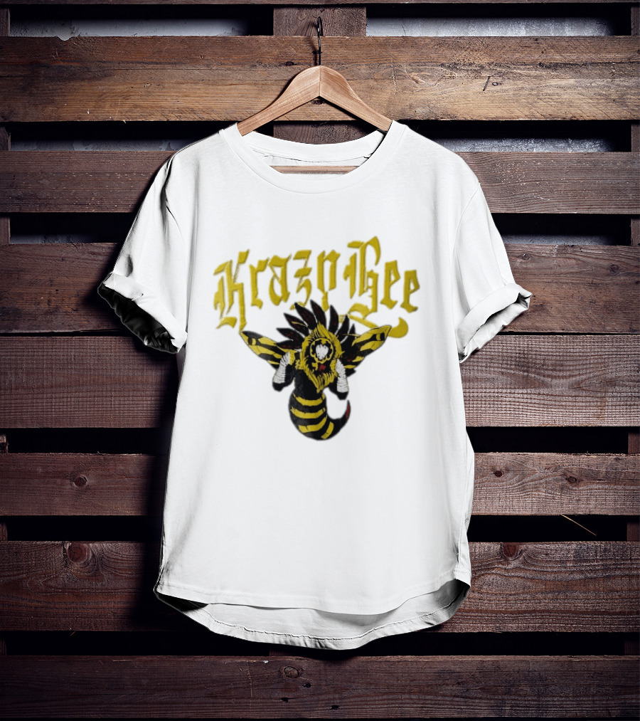 Krazy Bee Fighter Yellow Black Illustrated Bee T-Shirt
