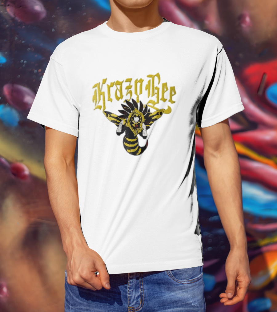 Krazy Bee Fighter Yellow Black Illustrated Bee T-Shirt