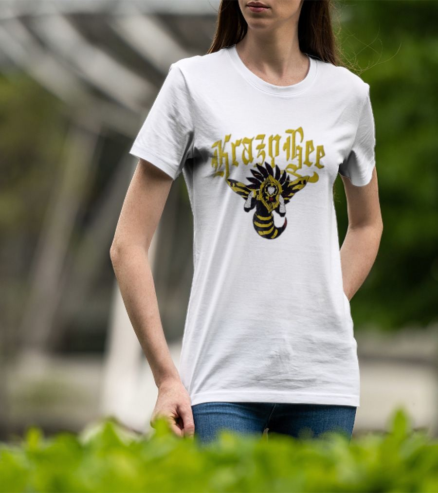 Krazy Bee Fighter Yellow Black Illustrated Bee T-Shirt