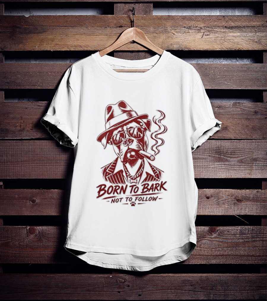 Born To Bark Not To Follow Pitbull With Fedora And Pipe T-Shirt