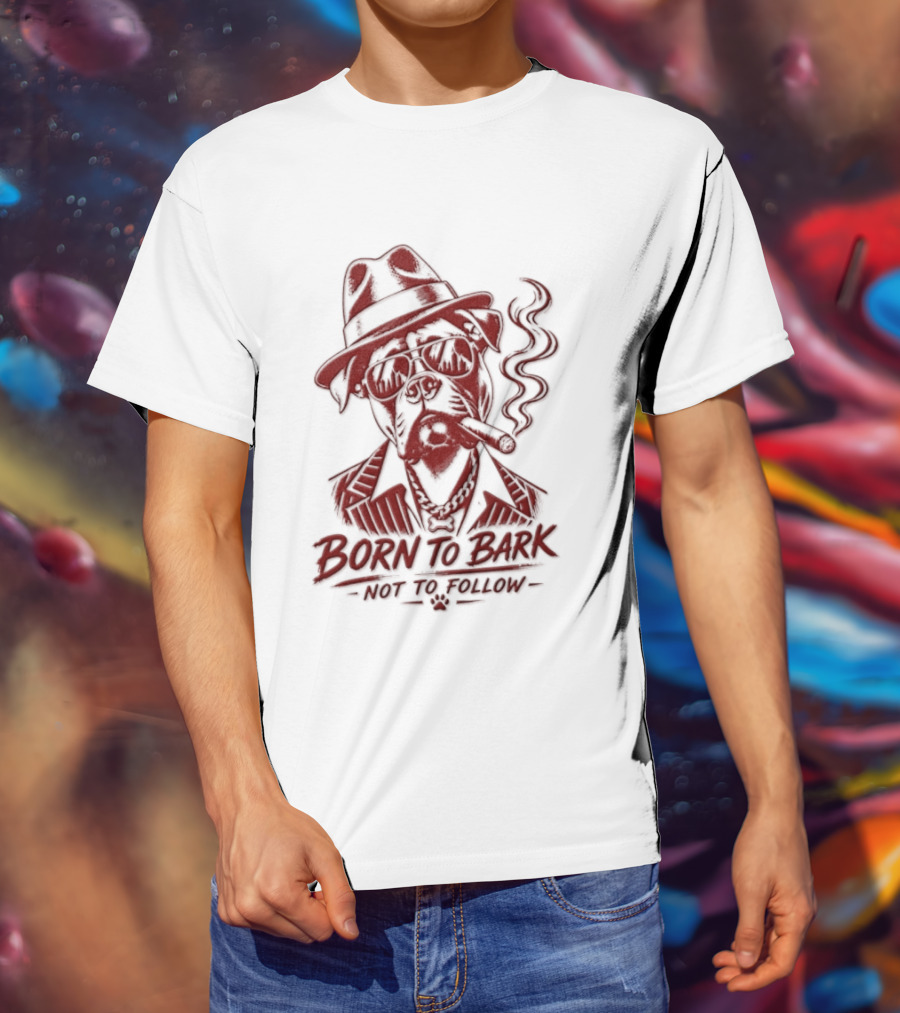 Born To Bark Not To Follow Pitbull With Fedora And Pipe T-Shirt