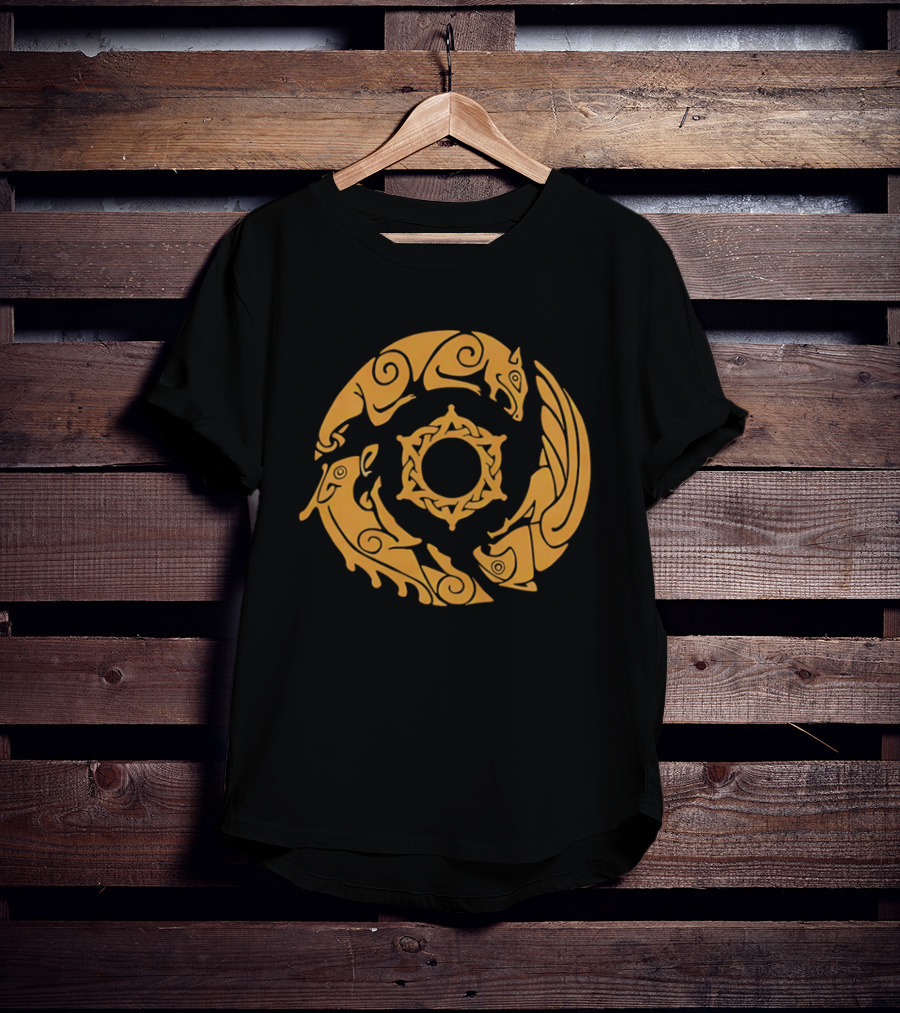 Crimson Desert Crest Zodiac Animal Wheel T-Shirt