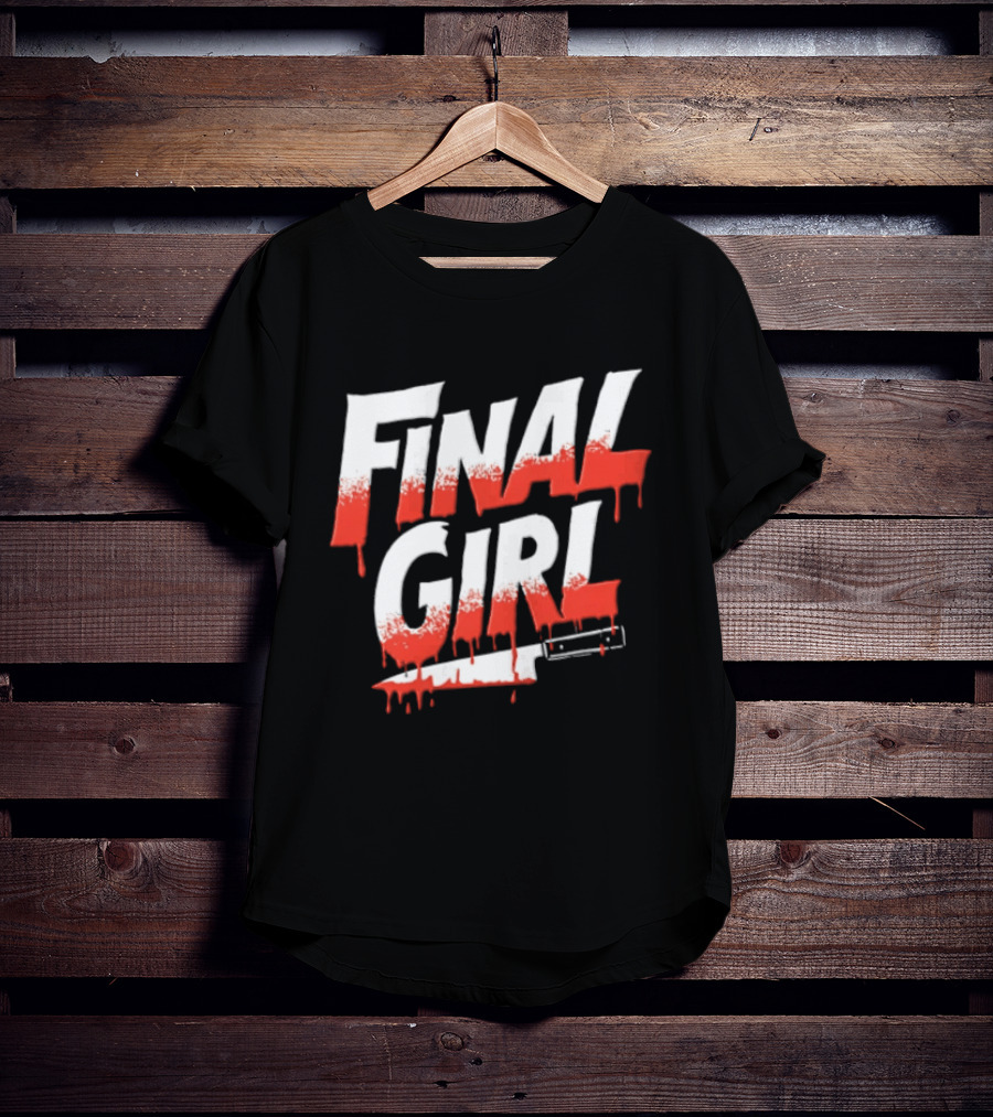 Final Girl Dripping Blood Kitchen Knife Horror Slasher T-Shirt