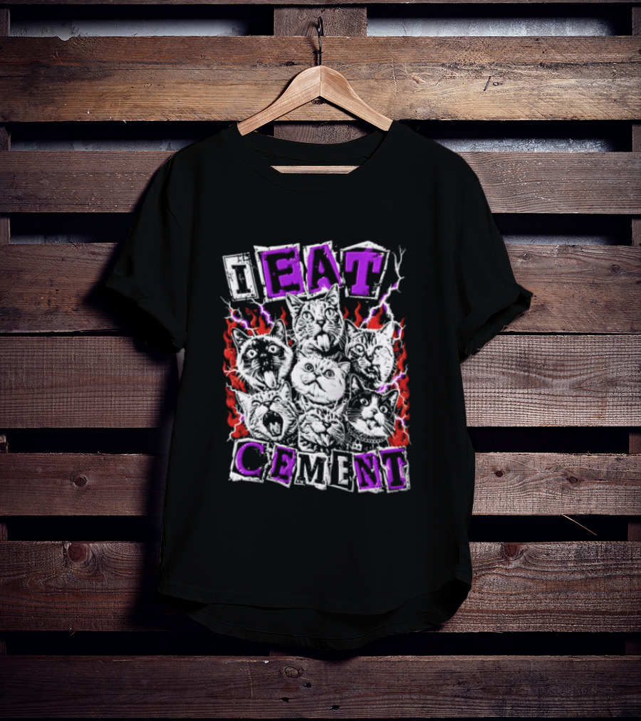 I Eat Cement Seven Cat Faces With Flames T-Shirt