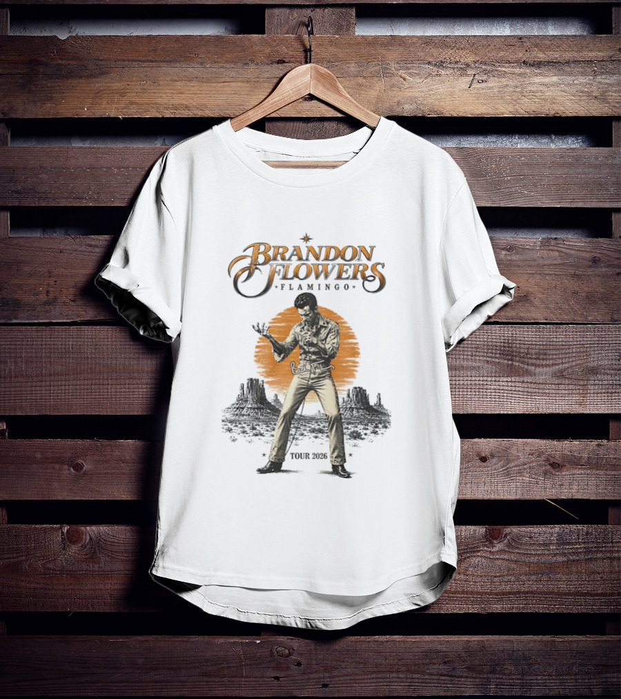 Brandon Flowers Flamingo Tour 2026 Vintage Western Vibes T-Shirt