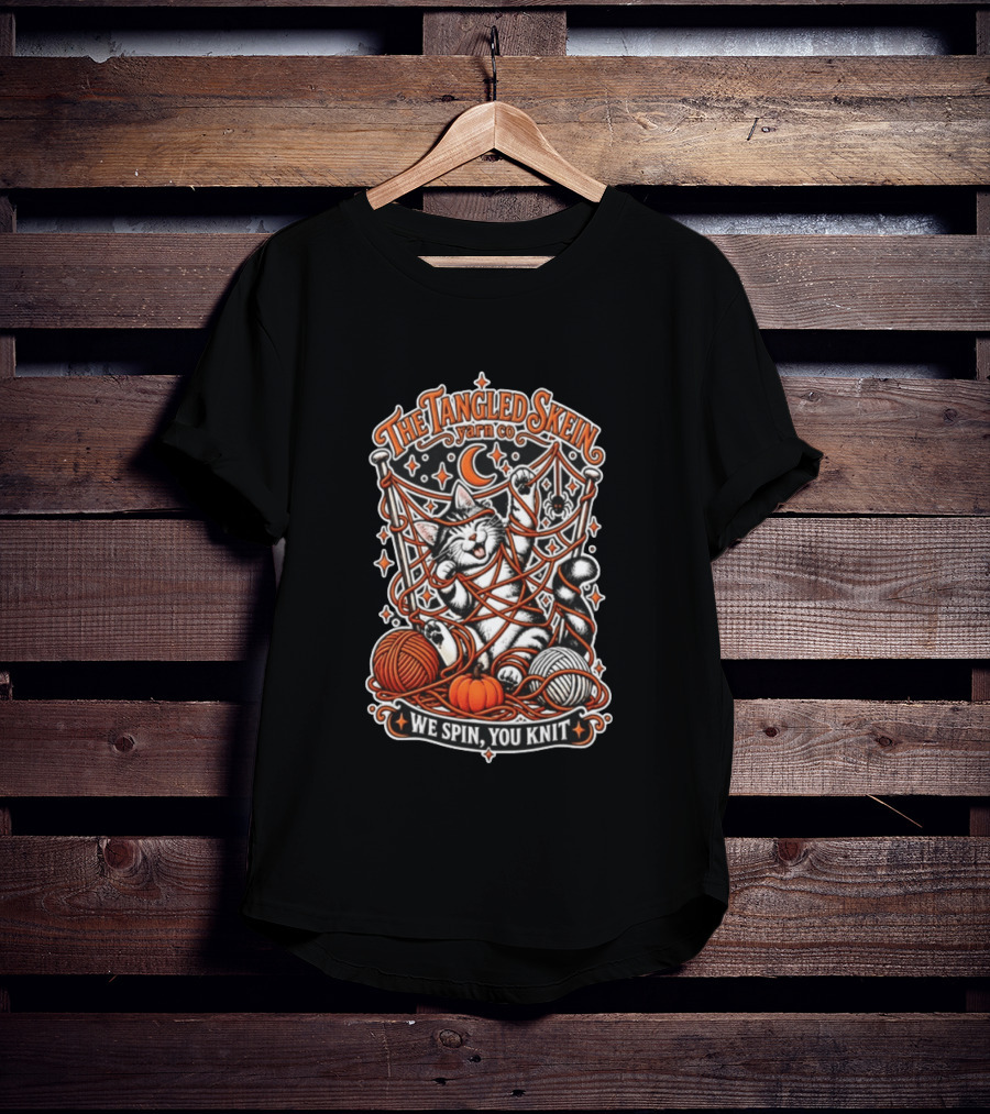 The Tangled Skein Yarn Co Cat We Spin You Knit T-Shirt