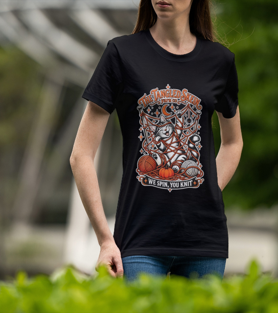 The Tangled Skein Yarn Co Cat We Spin You Knit T-Shirt