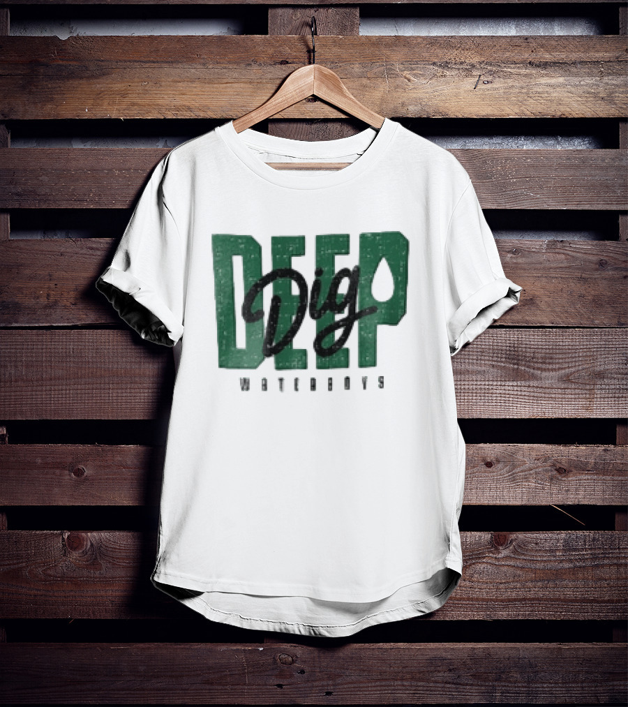 Dig Deep Waterboys Distressed Green Block Water Droplet T-Shirt