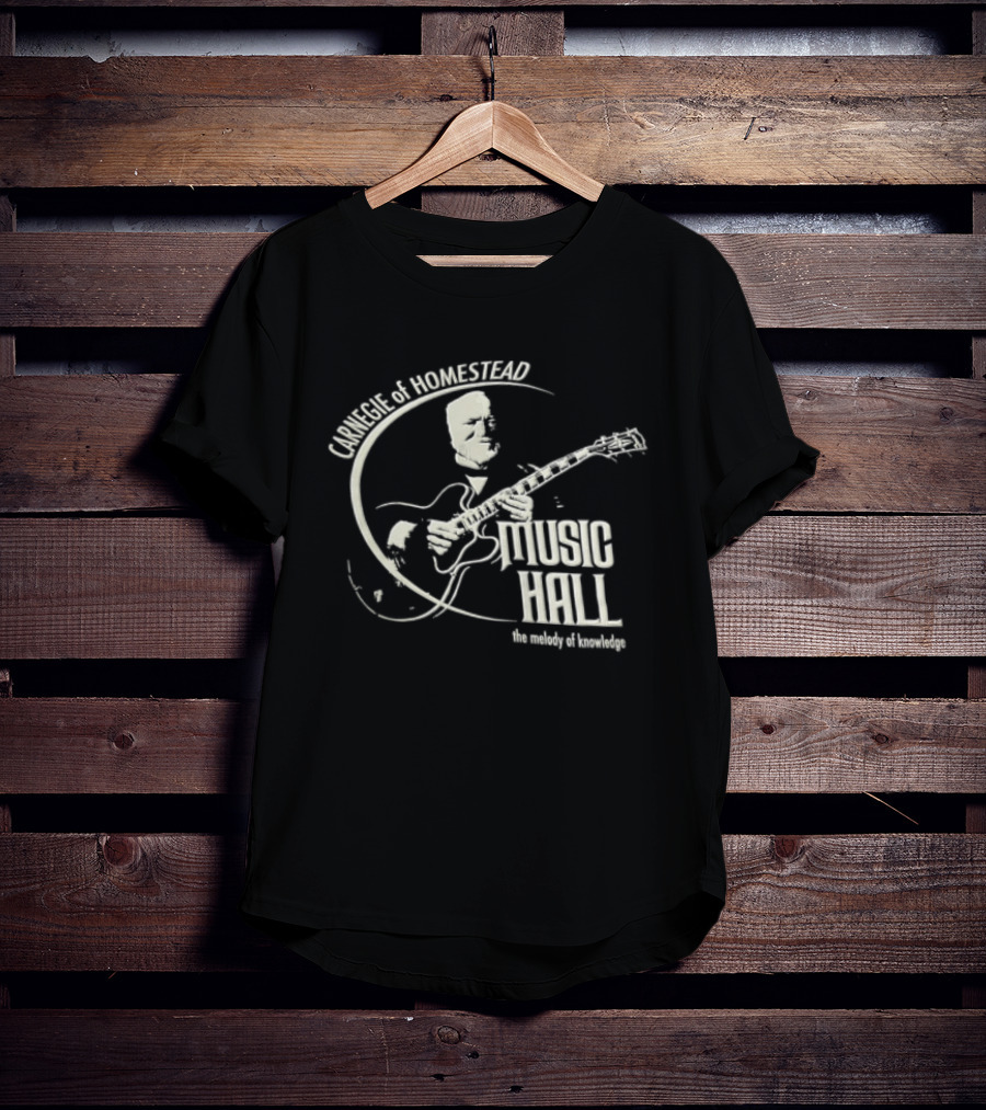 Carnegie Homestead Music Hall Stencil Archtop Guitar Sketch T-Shirt