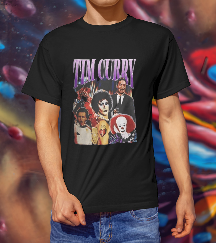 Tim Curry Dr Frank And Furter Pennywise Darkness Wadsworth Movie Roles Collage T-Shirt