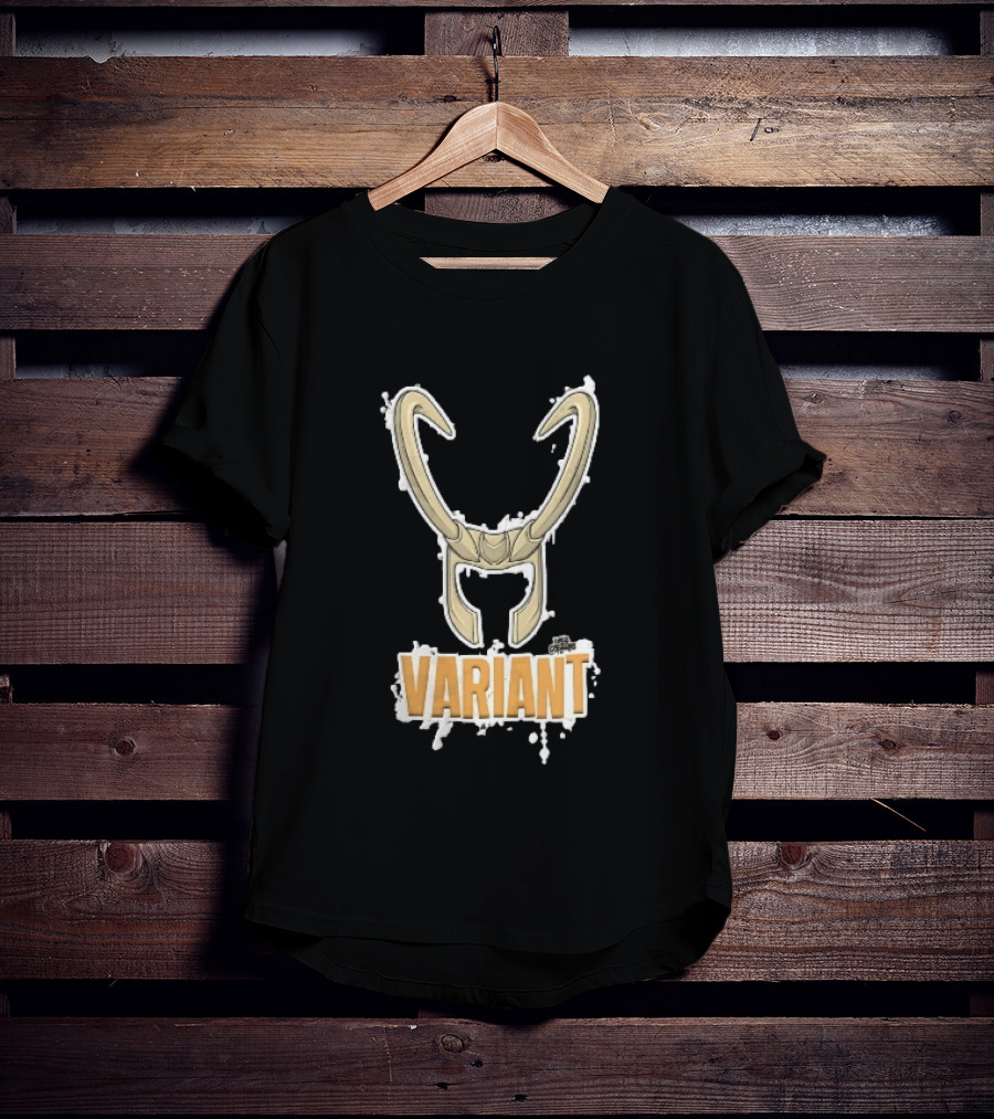 Variant Loki Horned Helmet Golden Horns White Paint Splatter Grunge Cartoon T-Shirt