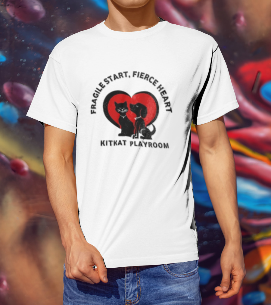 Fragile Heart Fierce Start Kitkat Playroom Black Cat And Dog T-Shirt