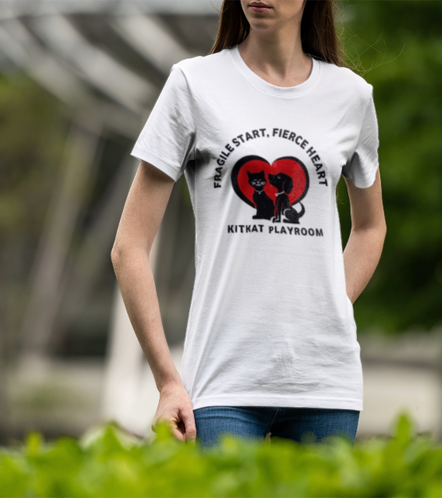 Fragile Heart Fierce Start Kitkat Playroom Black Cat And Dog T-Shirt