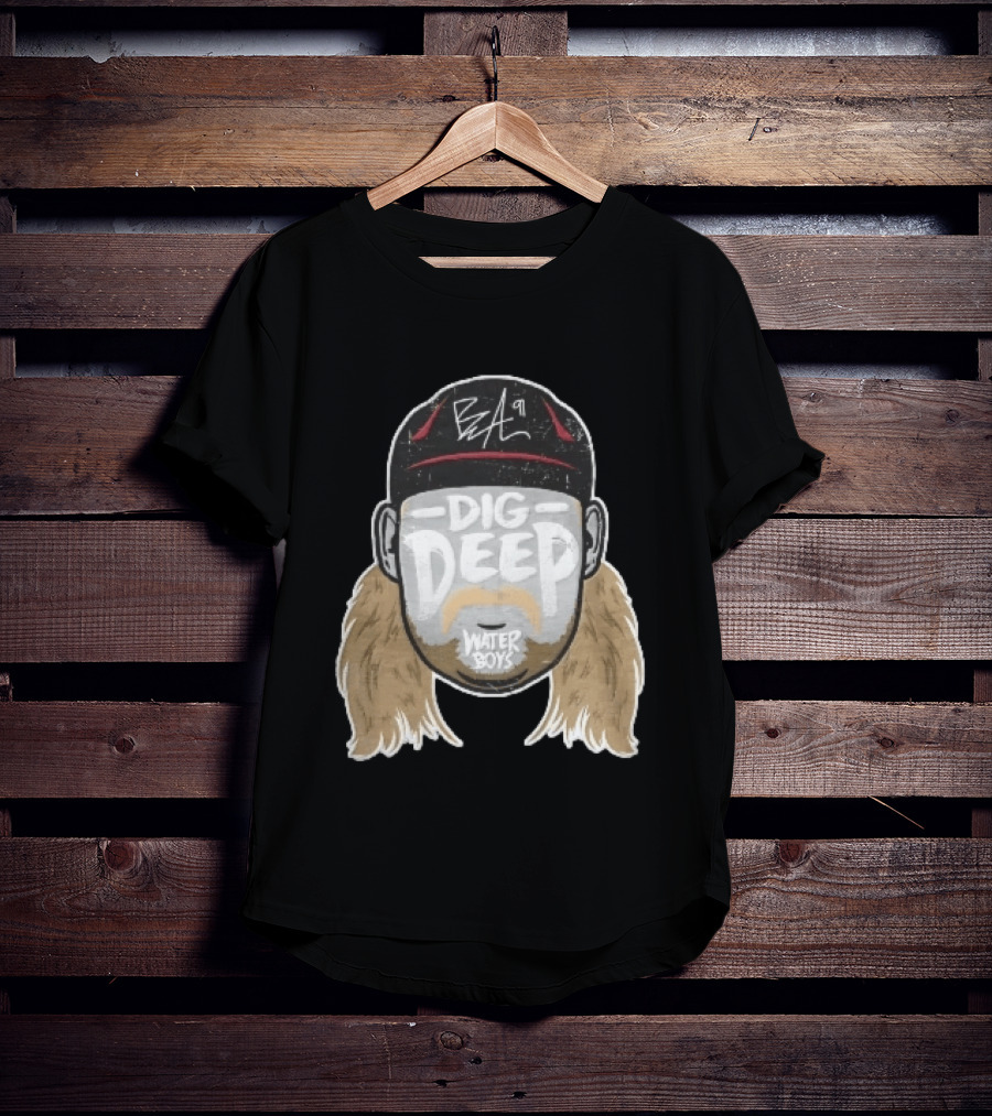 Waterboys Dig Deep Chris Long Mullet Mustache Cap Caricature T-Shirt