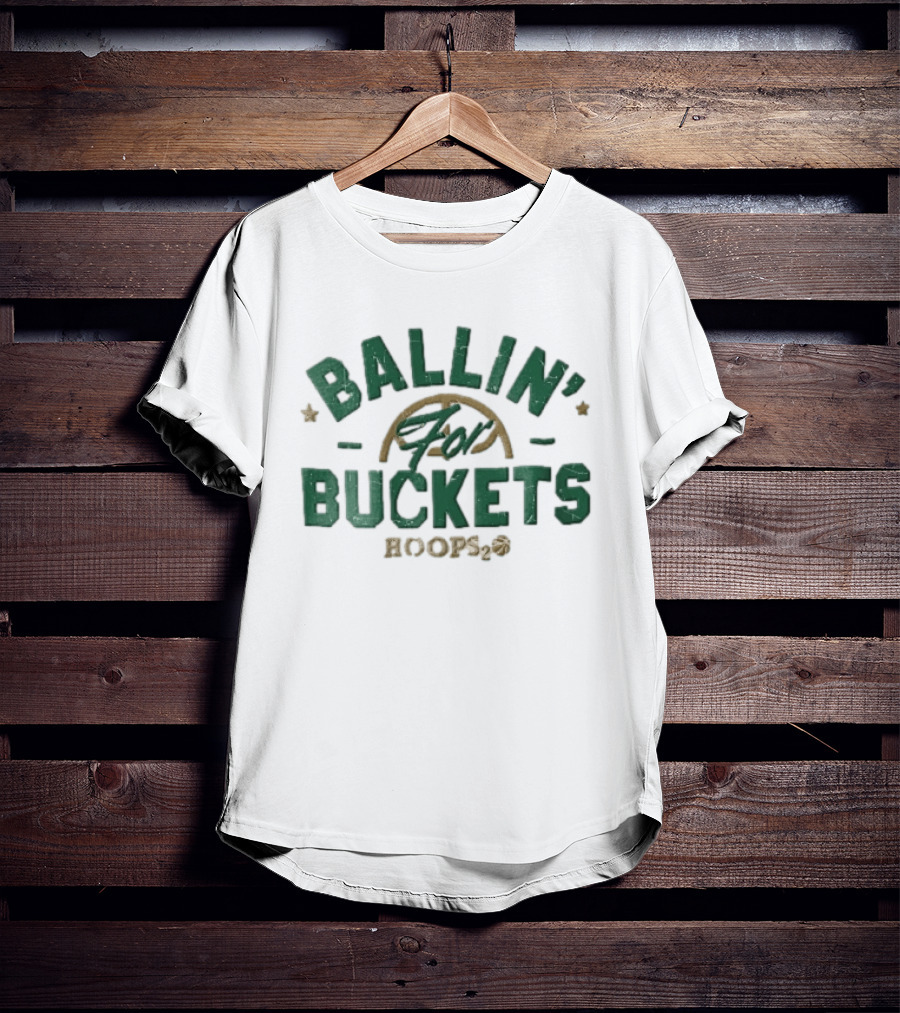 Ballin' For Buckets Hoops2o Distressed Basketball Rim Water Drop Stars T-Shirt