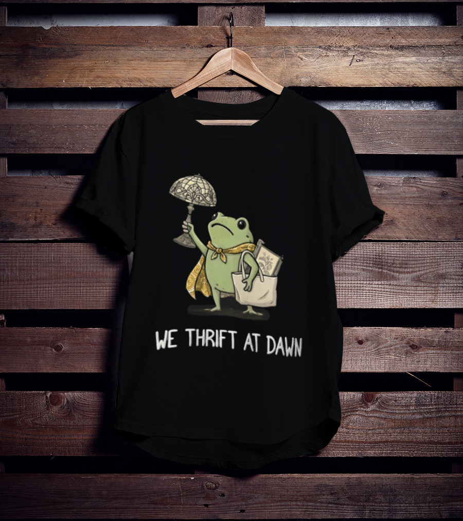 We Thrift At Dawn Frog Holding Stained Glass Lamp Scarf And Bag T-Shirt