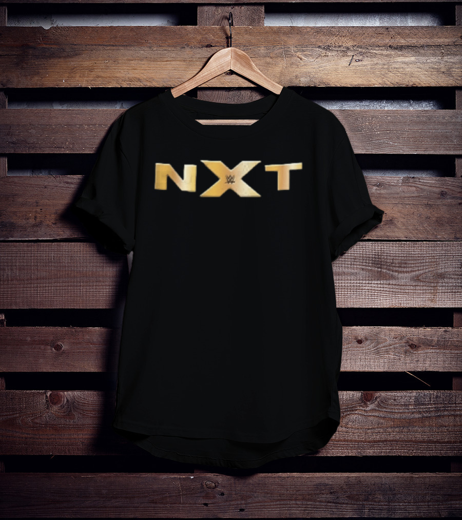 WWE NXT Gold Metallic 3D Lettering Black T-Shirt