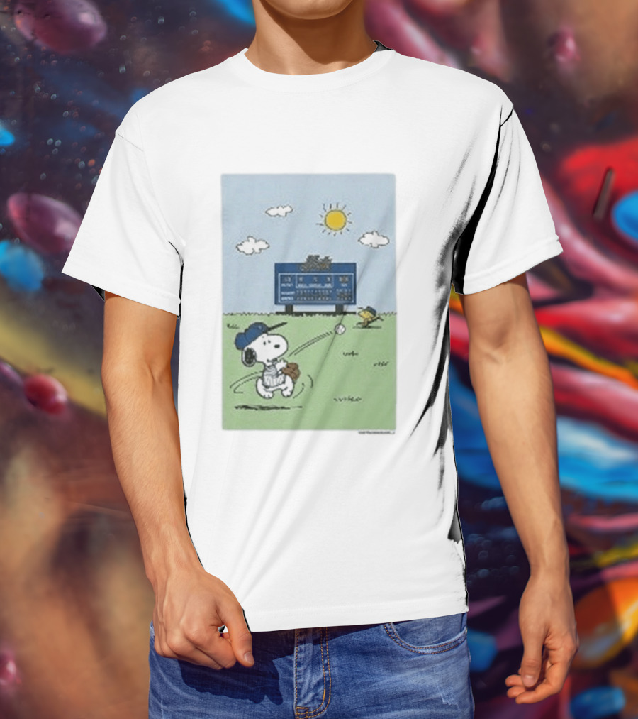 New York Mets Snoopy Peanuts Baseball Collaboration T-Shirt
