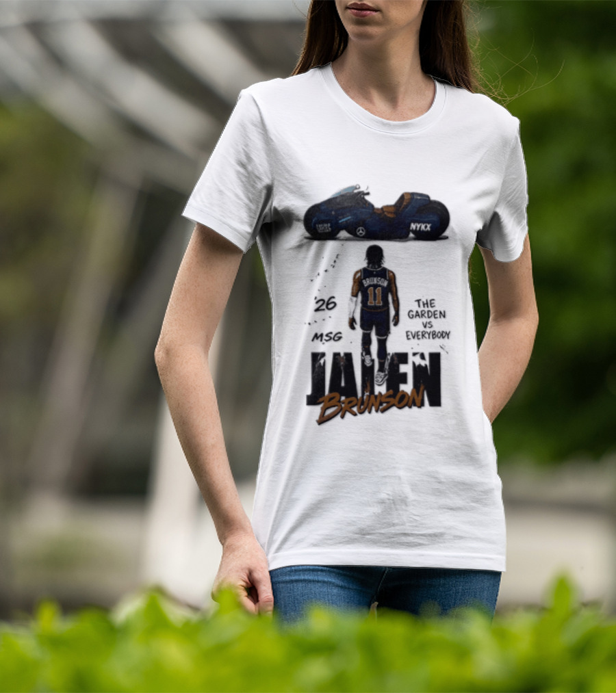 Jalen Brunson 26 The Garden NYKX MSG Vs Everybody Akira Motorcycle T-Shirt