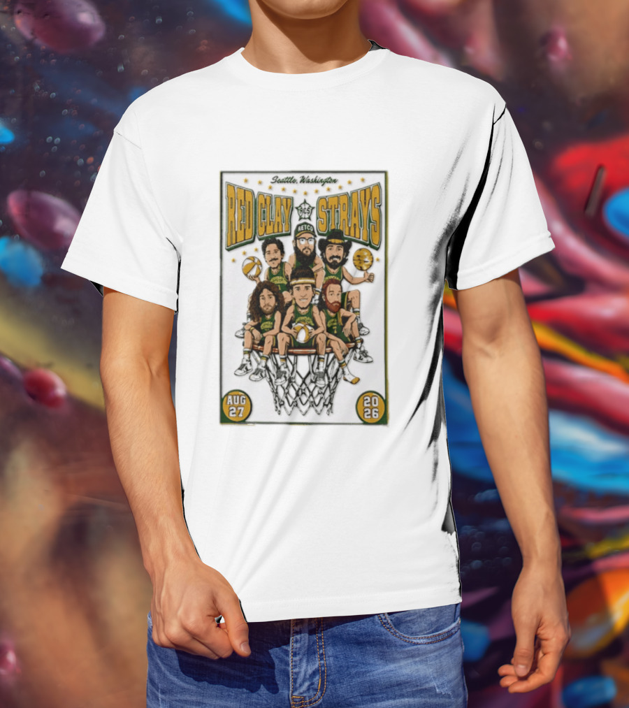 Seattle Washington Aug 27 2026 Red Clay Strays Basketball Tour T-Shirt